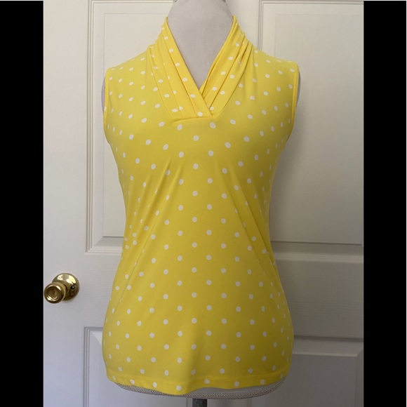 Anne Klein Tops - 💛Yellow Polka Dot Sleeveless Top